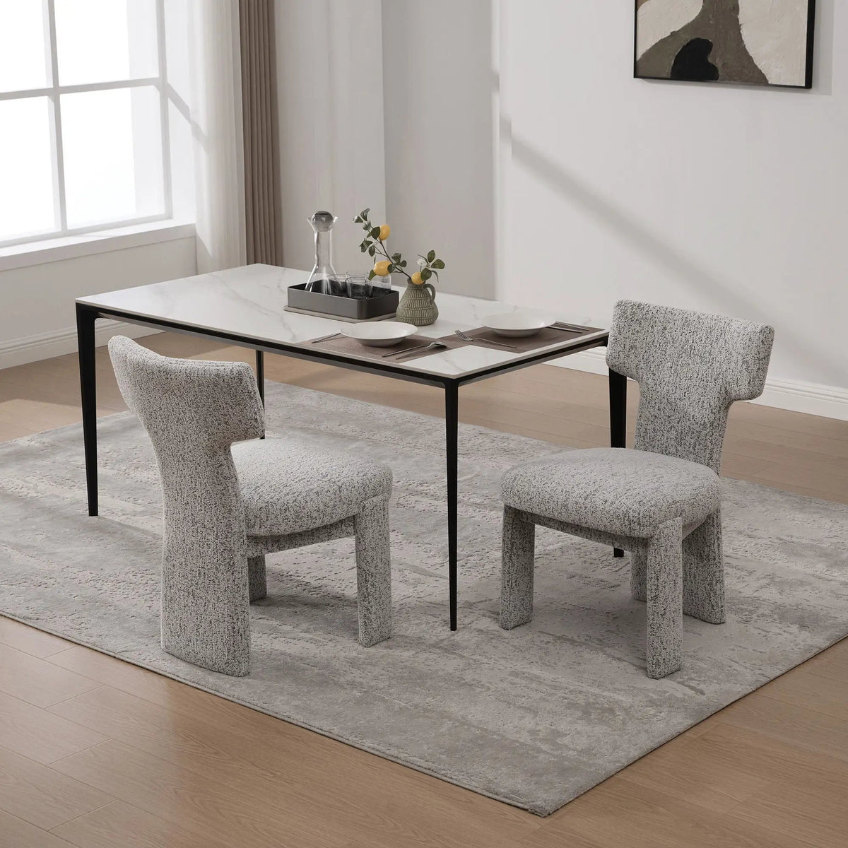 Armless Accent Chairs | Curved Back | Futuristic Design | Foam Padded Fabric