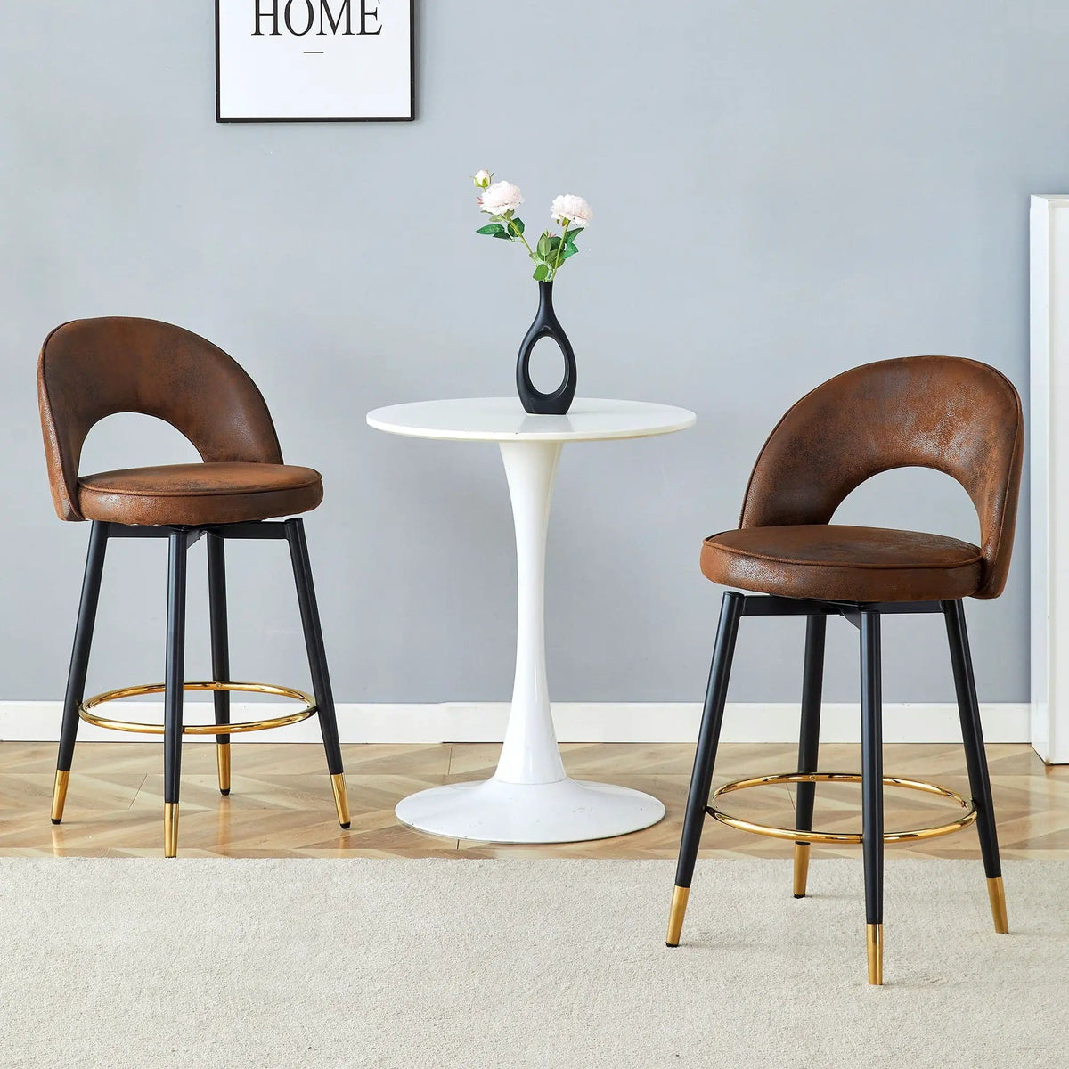 Upholstered Rotatable Bar Chair With Metal Legs For Dining Room Stool Set | Stool Set | Metal | Dining Room
