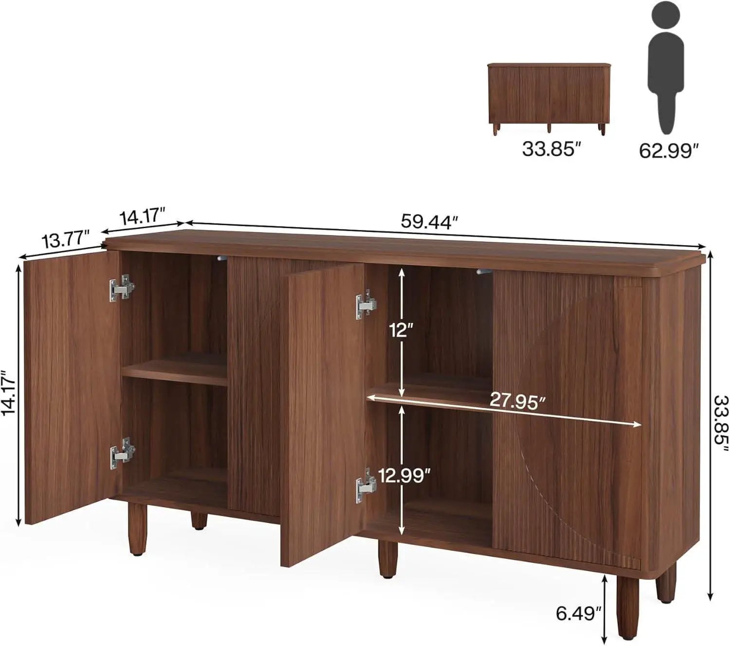 Brown Buffet Cabinet Sideboard With Storage Doors Modern from PriceLows™