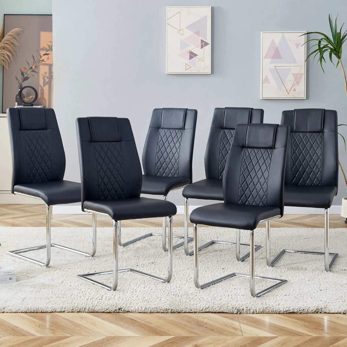 Modern Dining Chairs | Padded Seat | Metal Legs | Anti-Slip Footpads