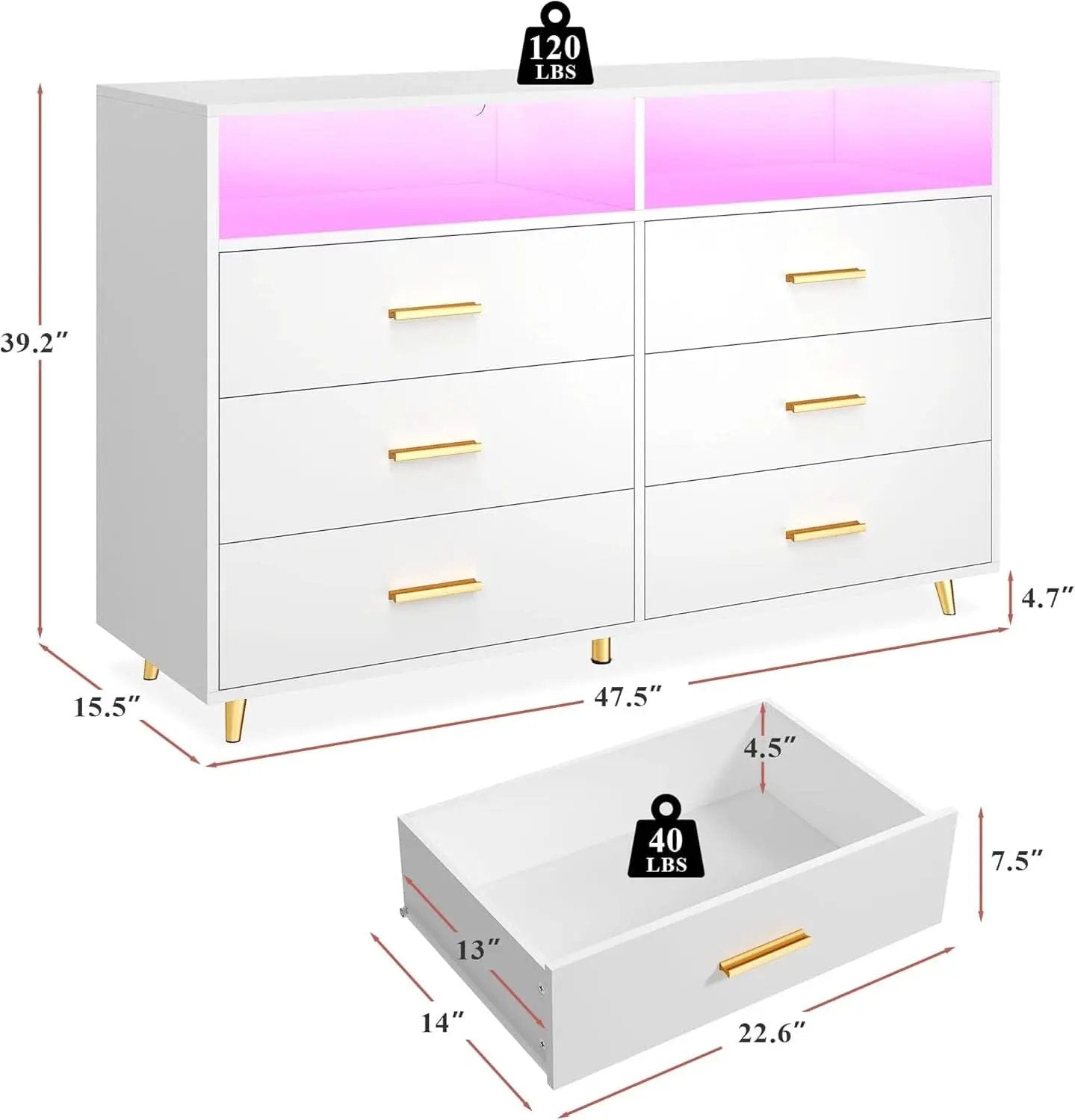 Elegant White Dresser With Integrated LED Lighting from PriceLows™