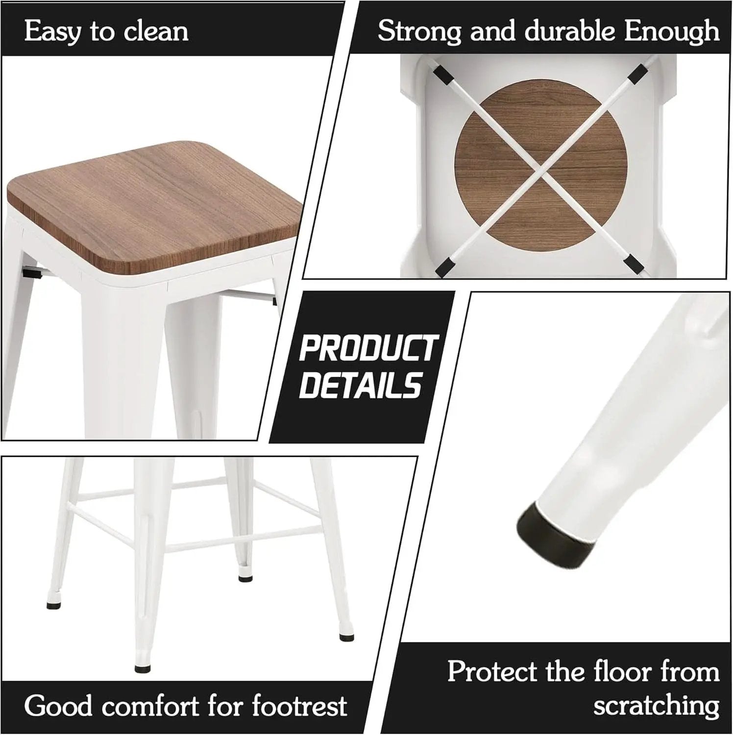 Metal Bar Stools Set of Four Backless Stackable Design from PriceLows™