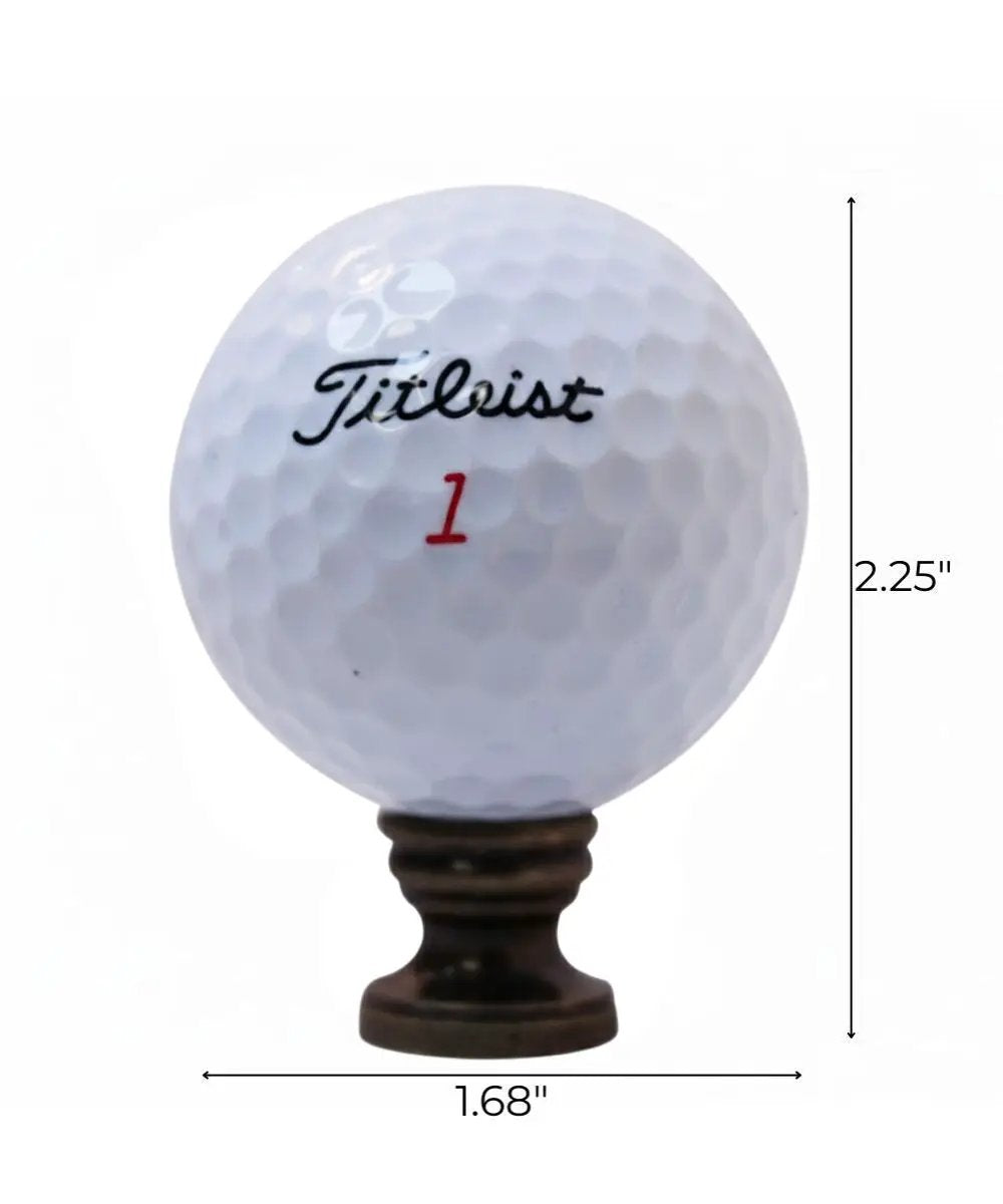 Golf Ball Lamp Finial | White Finish | 2.25 Inch Height | Decorative Accent