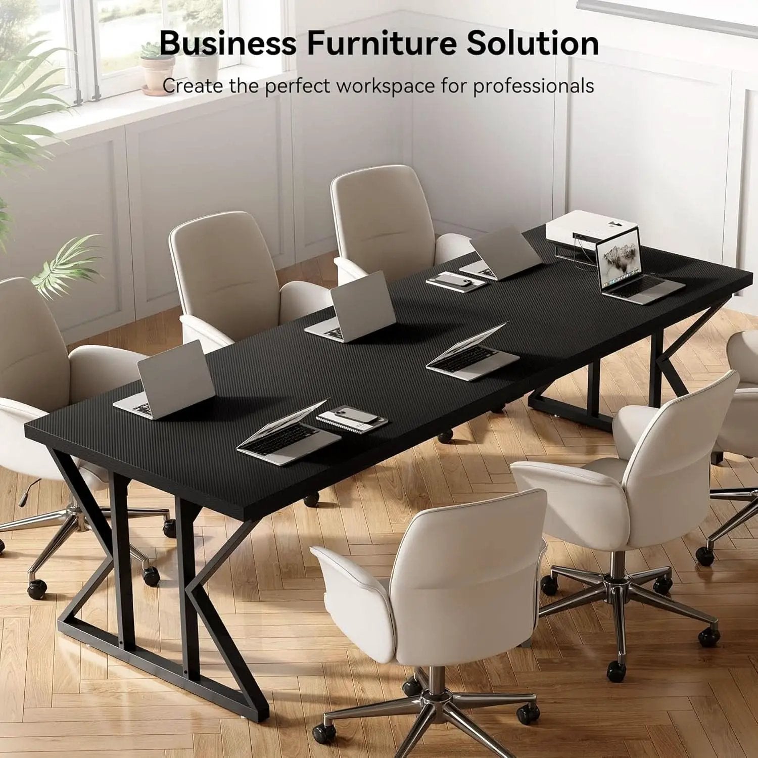 78.7 Inch Large Black Executive Desk Office Workstation from PriceLows™