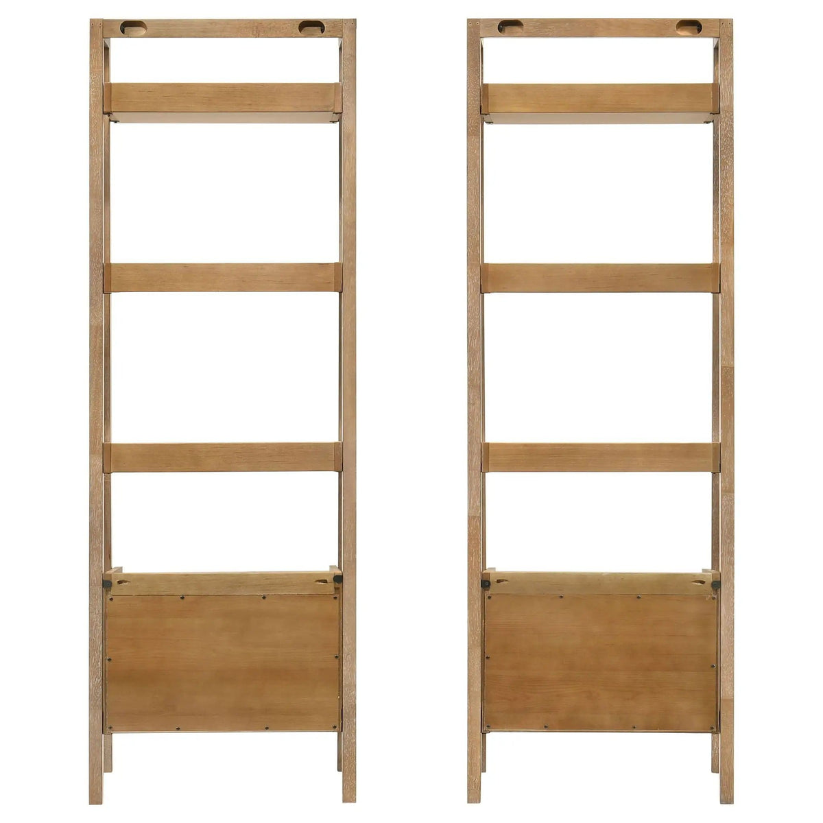 Fabian 2-piece 4-shelf Bookshelf with Drawer Distressed Light Standard Bookcase | 2-Piece Set | Rubberwood & Engineered Wood | Brown