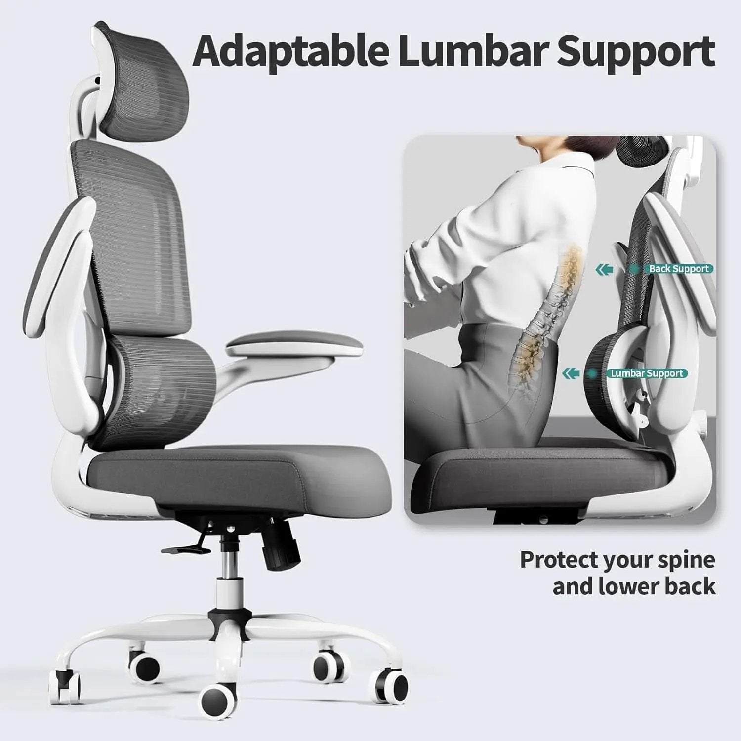 Ergonomic Office Chair Height Adjustable White Backrest from PriceLows™