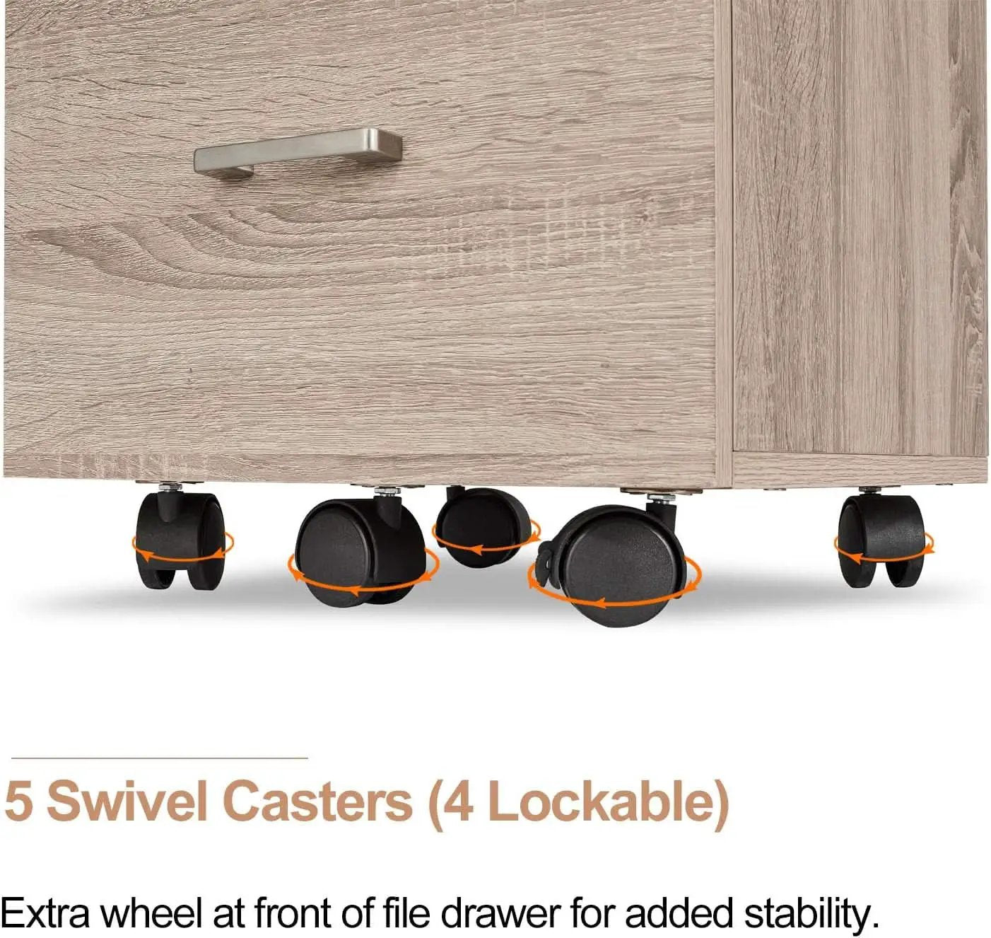 Oak 26 Inch High 3 Drawer File Cabinet With Lock For Letter Size Files And Mobile Under Desk from PriceLows™