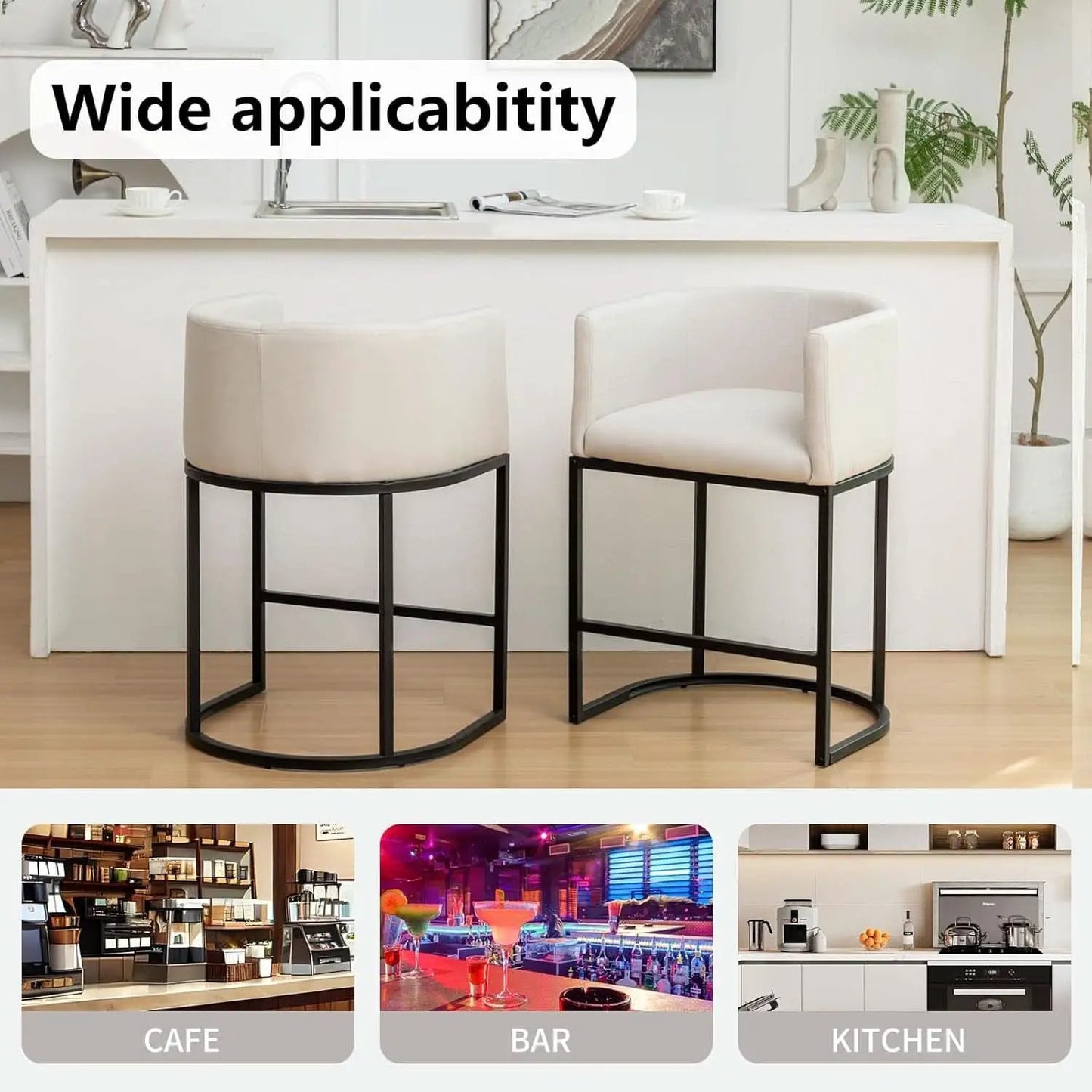 Modern Barrel Counter Height Bar Stools Set of Four from PriceLows™
