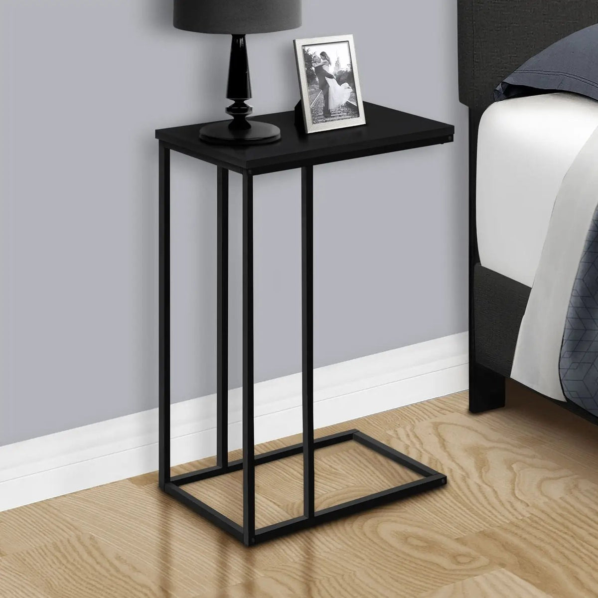 C-Shaped End Table | Space-Saving Design | Sleek Surface | Contemporary Style