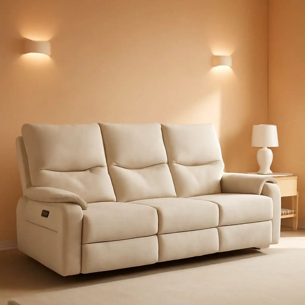 Beige Power Reclining Sofa For Living Room Comfort from PriceLows™