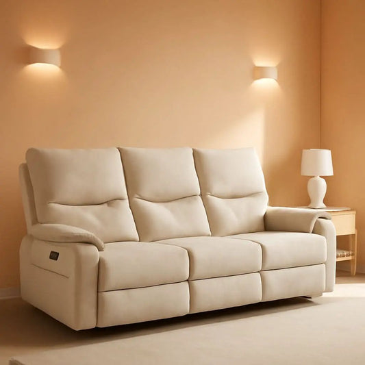 Beige Power Reclining Sofa For Living Room Comfort from PriceLows™
