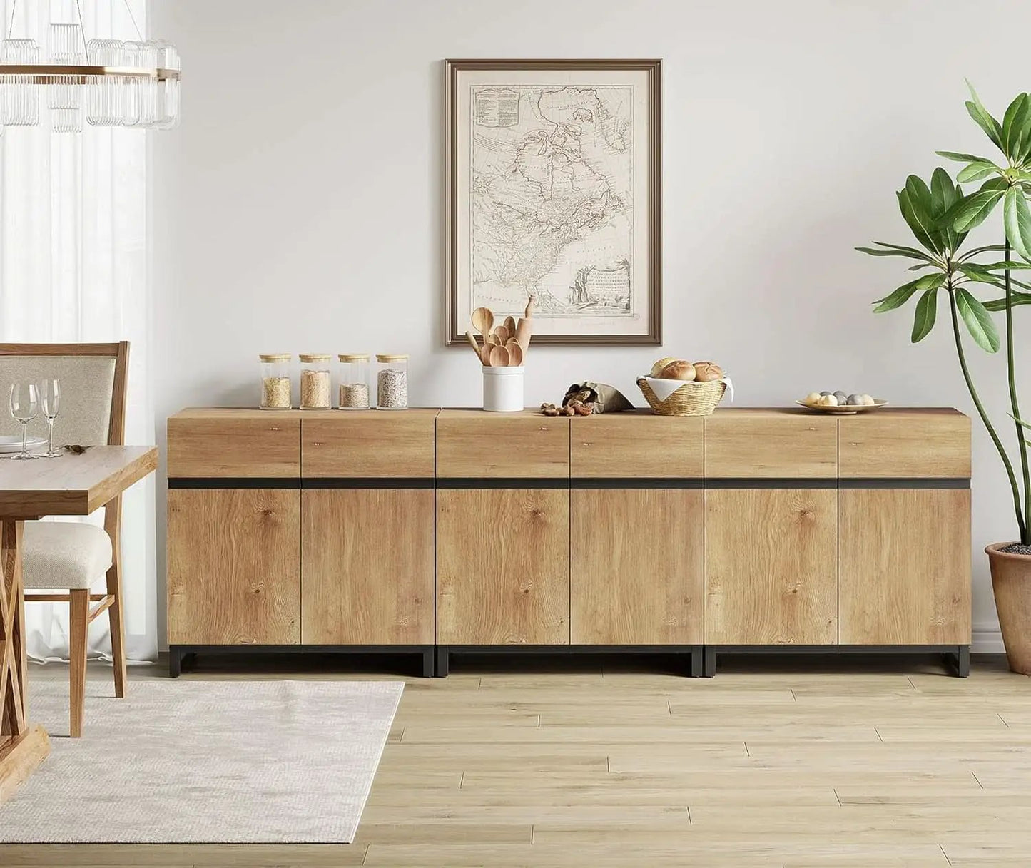 Oak 3 In 1 Modern Sideboard With Adjustable Shelf Unit from PriceLows™