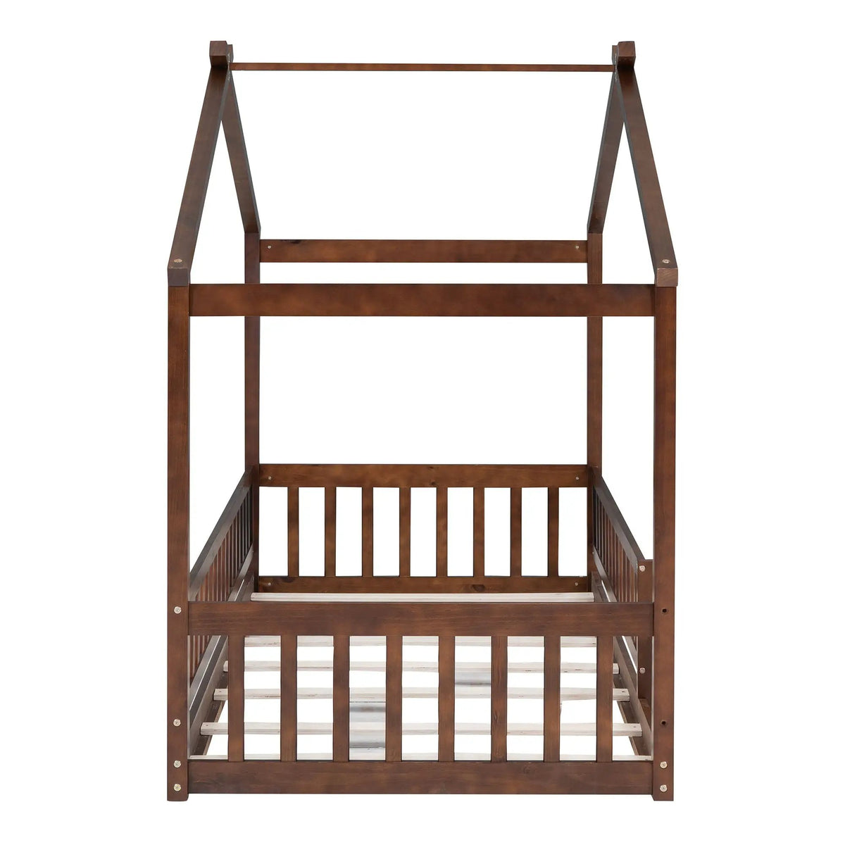 Kids Bed Frame | Playhouse Design | Roof And Fence | Toddler Size
