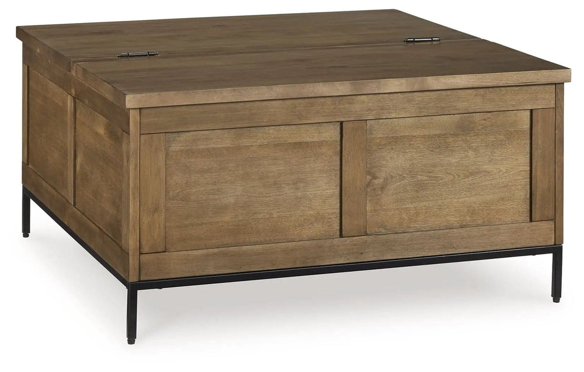 Torlanta Lift Top Cocktail Table | 36 x 36 x 18.5 in | Solid Wood & Steel | Brown