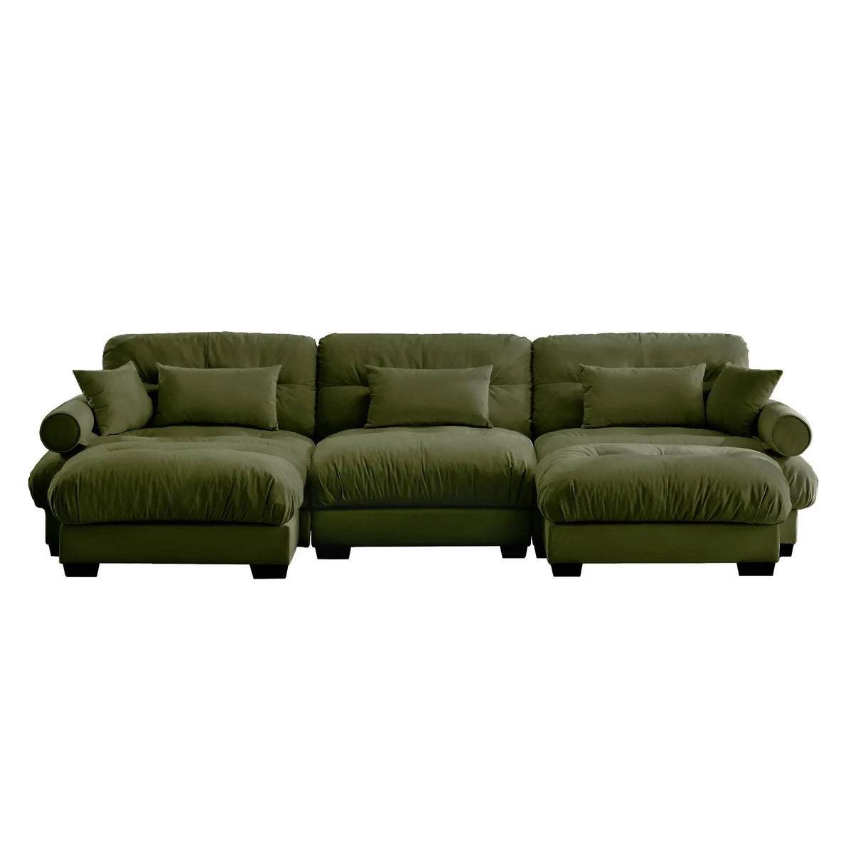 Modular Sectional Sofa | Deep Comfort Cushions | Vintage Fabric Ottoman