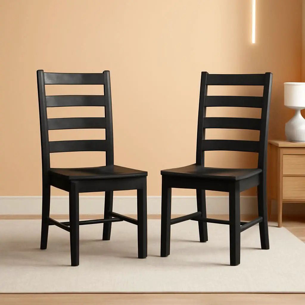 Black Dining Chairs Set Of 2 With Solid Wood Legs And Footrest from PriceLows™