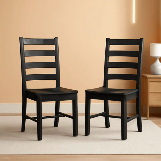 Black Dining Chairs Set Of 2 With Solid Wood Legs And Footrest from PriceLows™