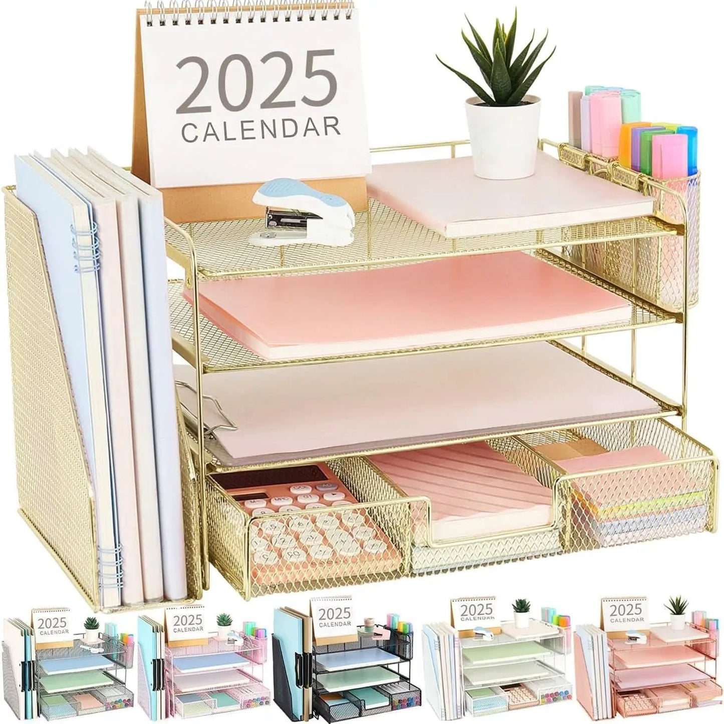 4 Tier Paper Tray Organizer With Drawer For Office Use from PriceLows™