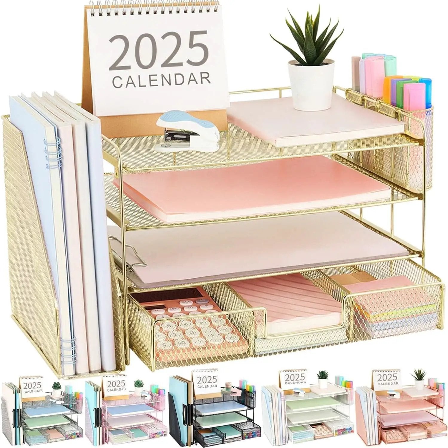 4 Tier Paper Tray Organizer With Drawer For Office Use from PriceLows™