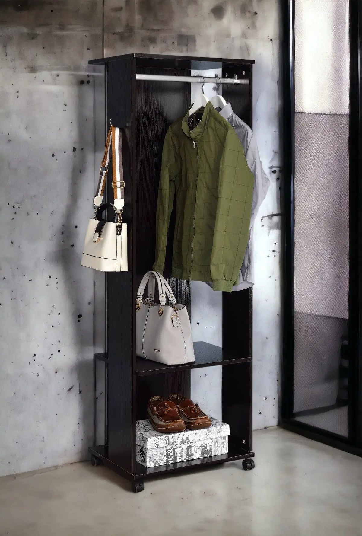 Kolen Hall Tree | Espresso | Hanging Rod | Two Open Compartments
