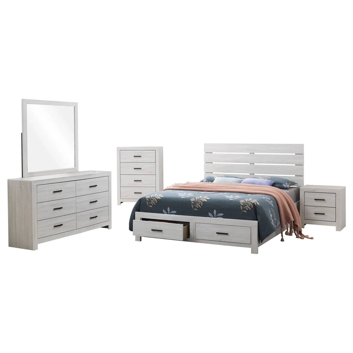 Brantford 5-piece Queen Bedroom Set Coastal | 5-Piece Set | Engineered Wood & Veneer | White