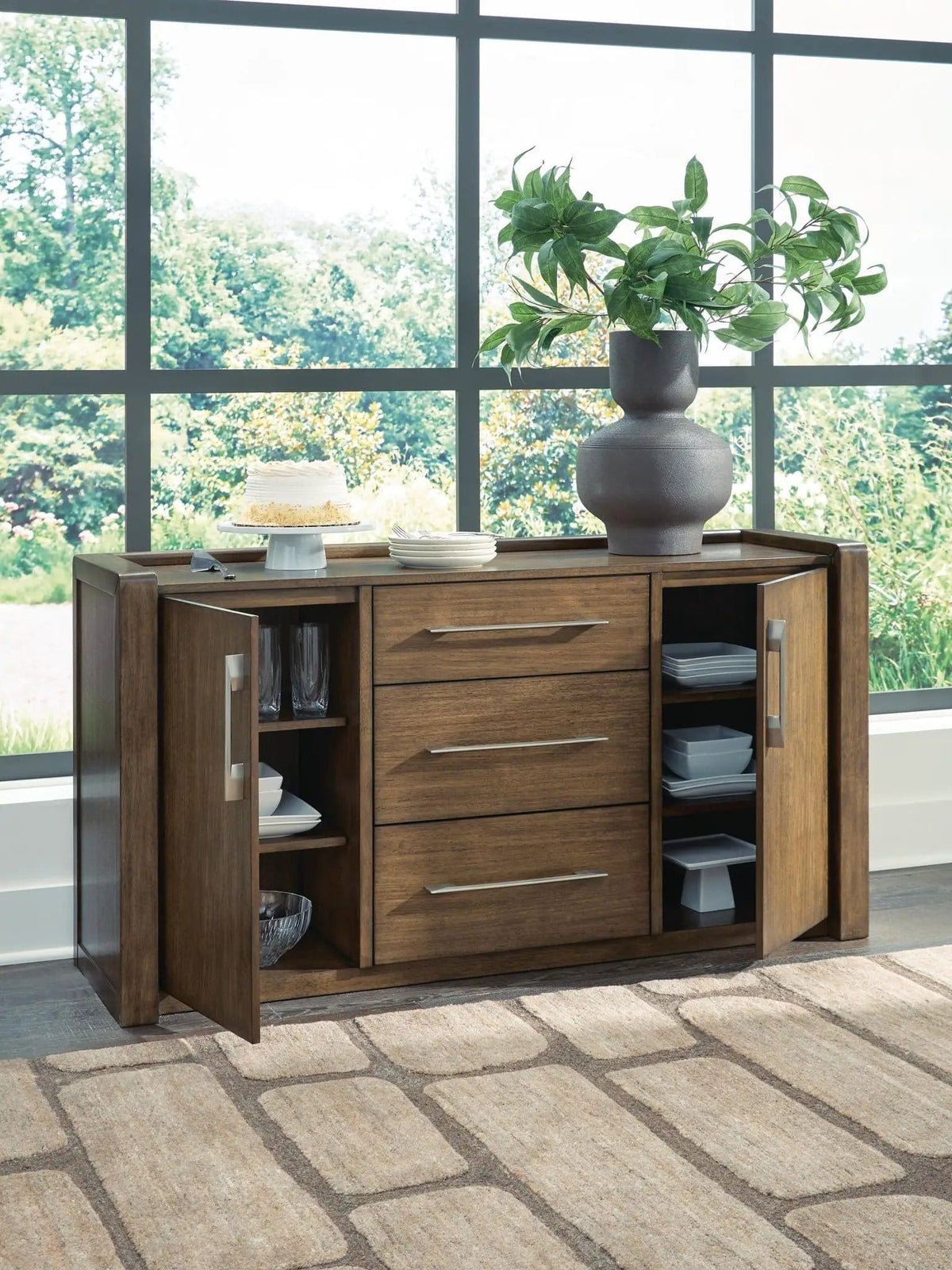 Marxmore Dining Room Server | 60.13 x 18.13 x 31.5 in | Mdf & Veneer | Brown