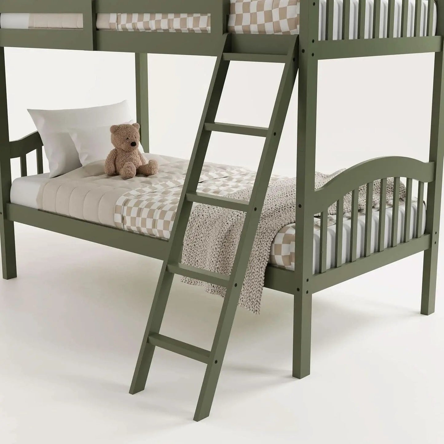 Olive Twin Over Twin Bunk Bed Converts To Two Beds from PriceLows™