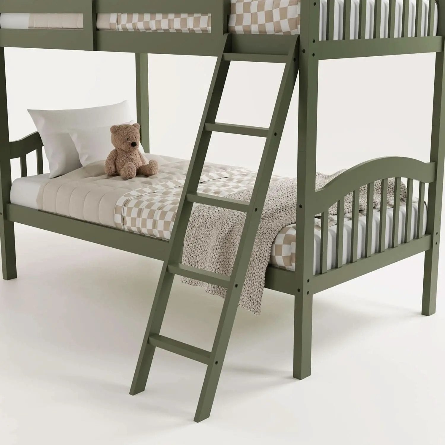 Olive Twin Over Twin Bunk Bed Converts To Two Beds from PriceLows™