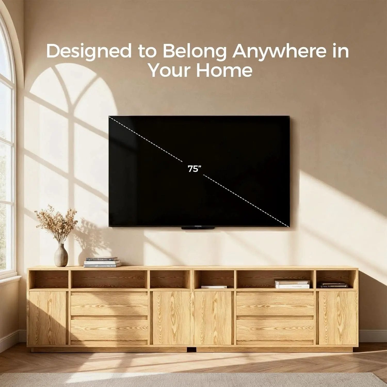 63 Inch Natural Solid Wood Sideboard With Drawers Storage from PriceLows™