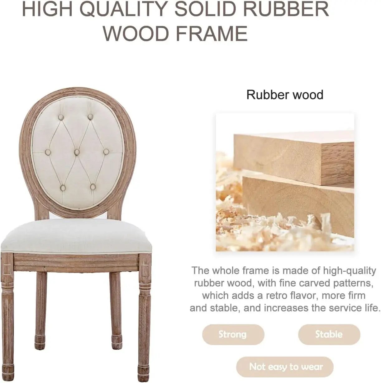 French Country Dining Chairs Set Of 4 Louis Style With Curved Backrest from PriceLows™