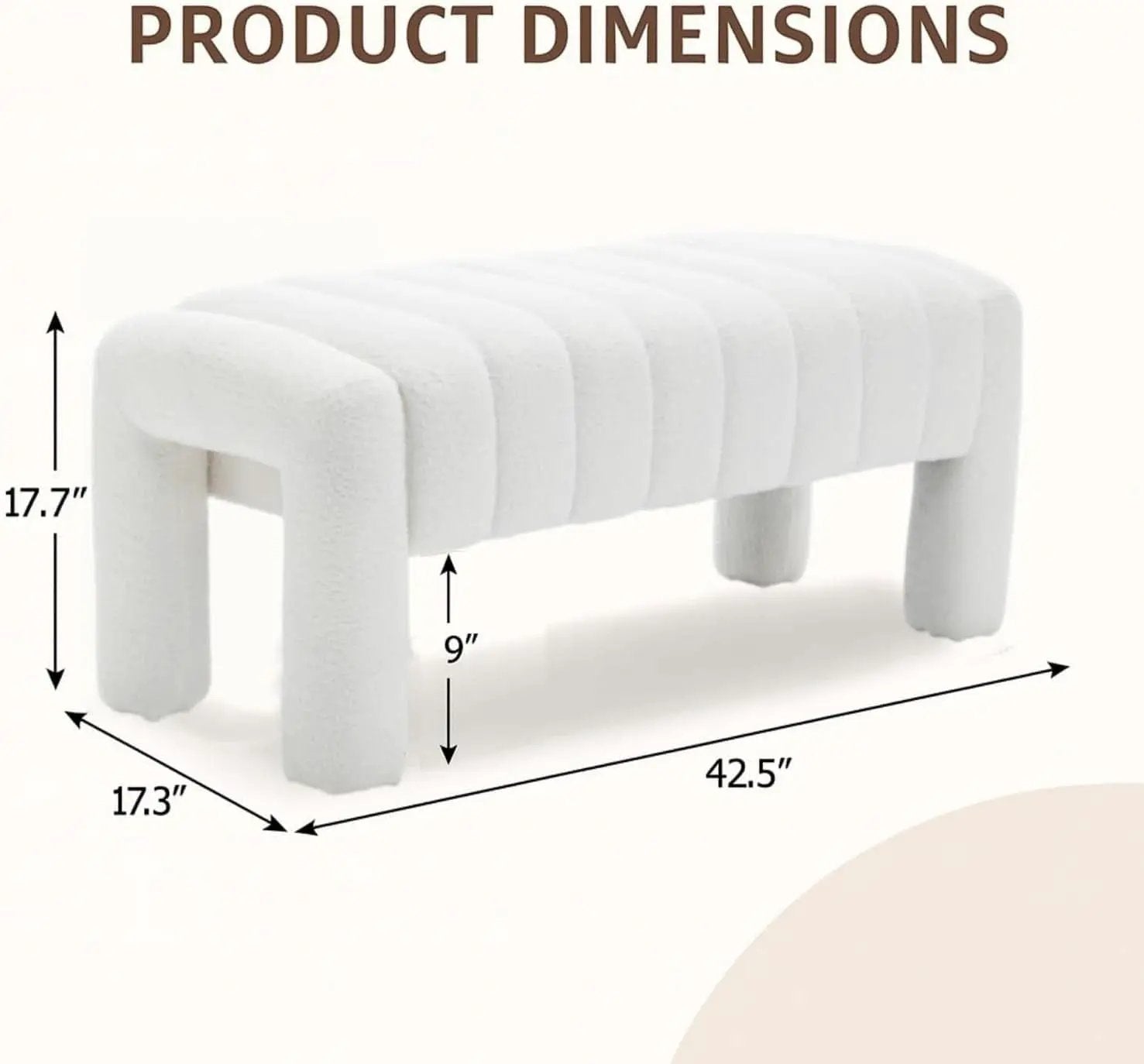 42.5 Inches Boucle Ottoman Bench Footrest Entryway from PriceLows™