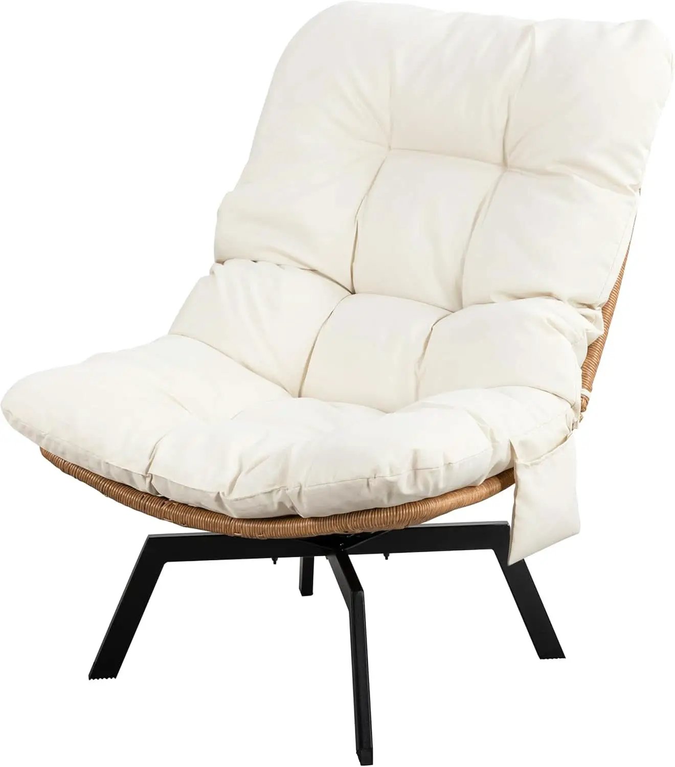 Beige Swivel Accent Chair With Oversized Cushioning from PriceLows™