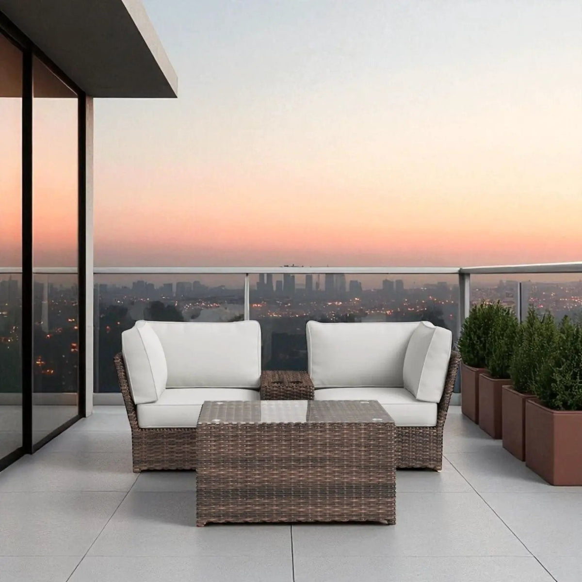 Outdoor Rattan Sectional Set | Half-Round HDPE Wicker | Rustproof Aluminum Frame | Fully Assembled