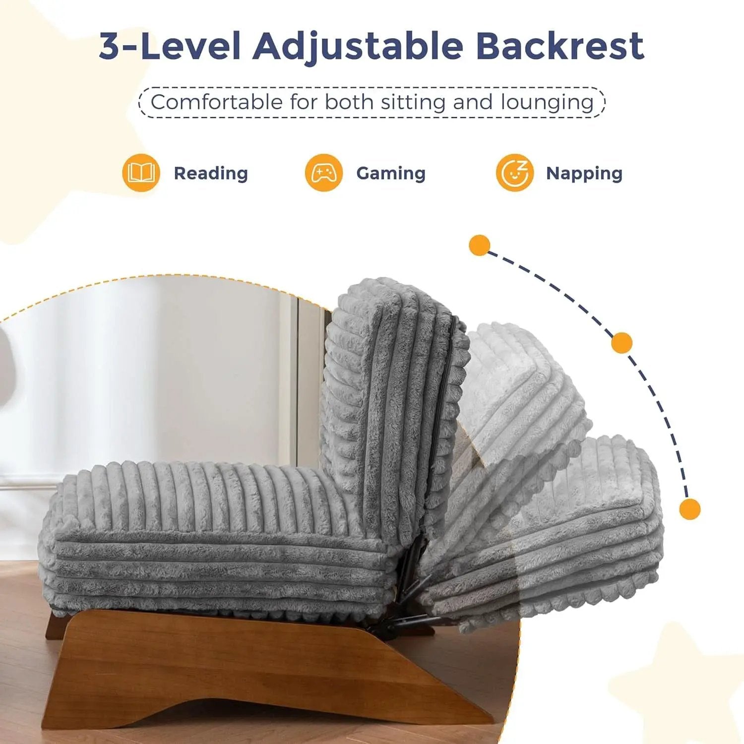Grey Adjustable Accent Chair Featuring Plush Ottoman from PriceLows™