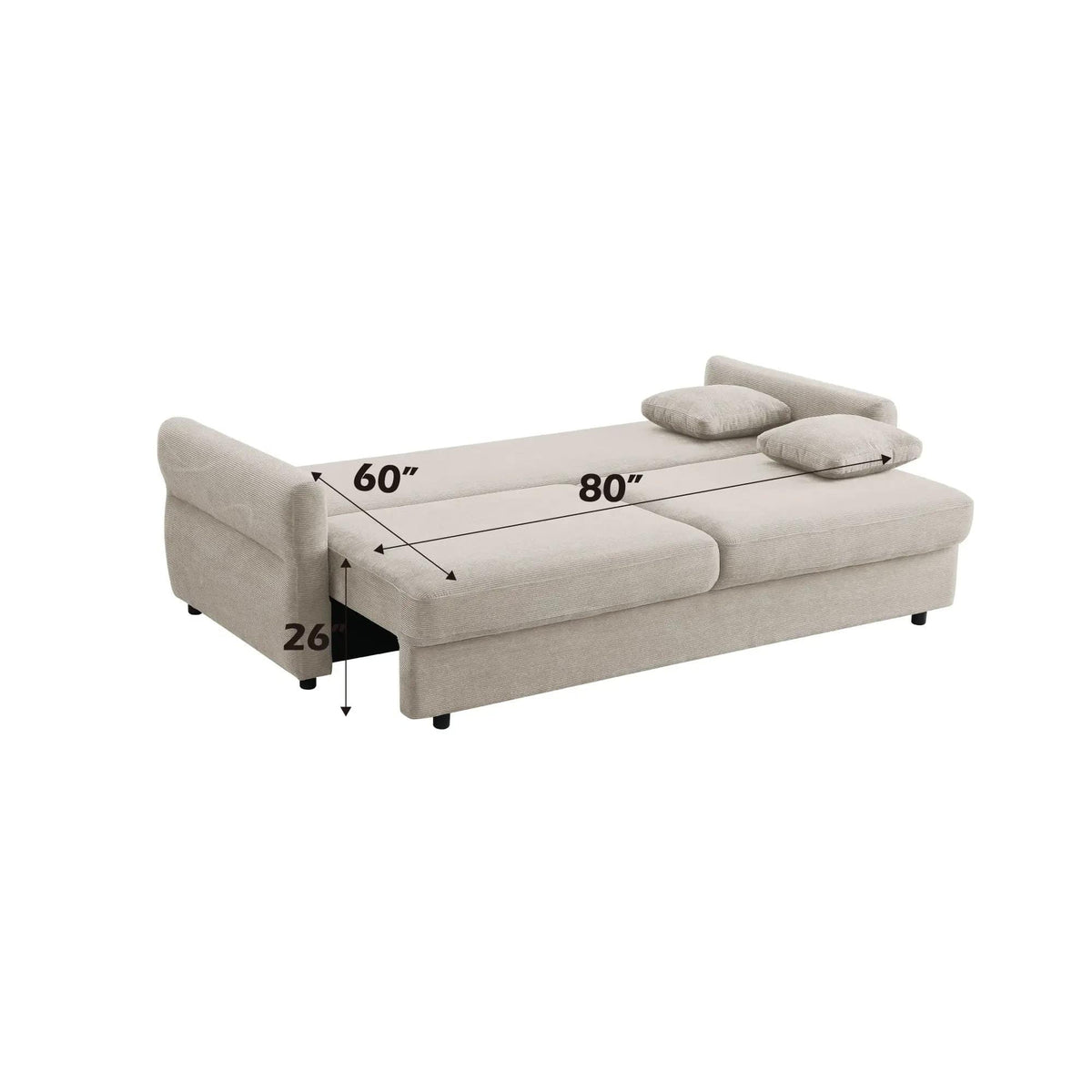 Haran Pull Out Sleeper Sofa With Storage | 2 Pieces | Fabric | Living Room