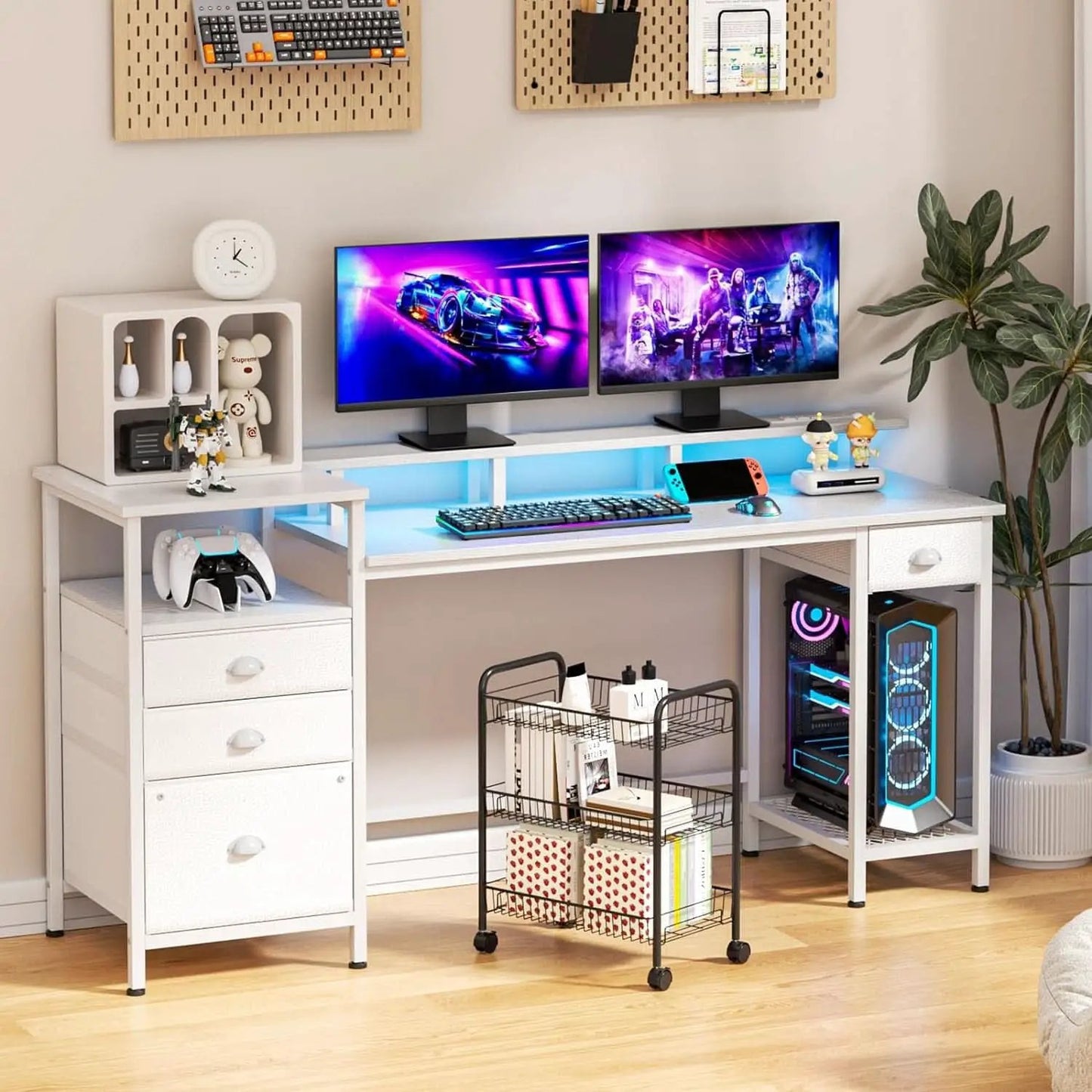 White 60 Inch Computer Desk For Home Office Modern from PriceLows™