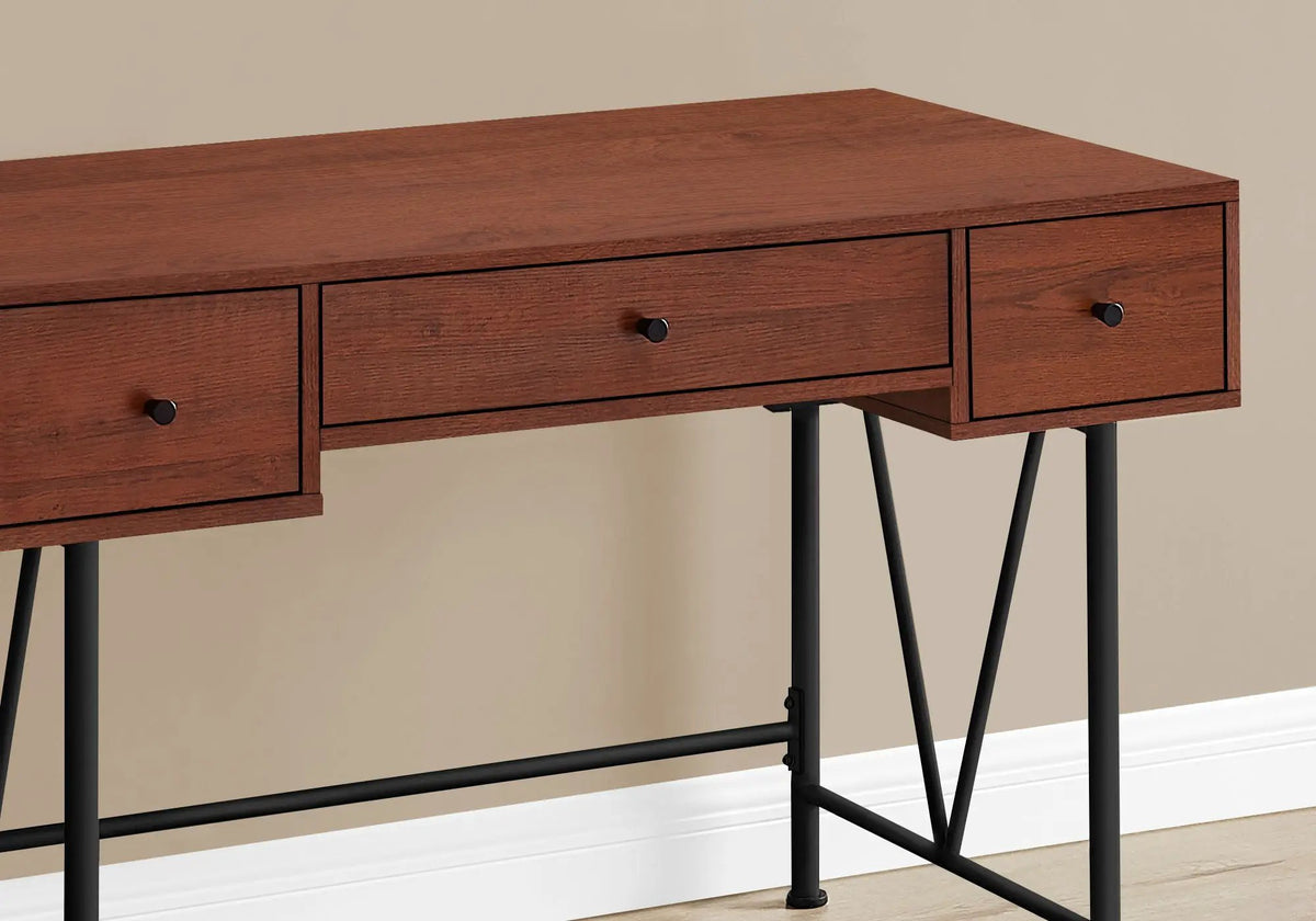 Transitional Computer Desk | Stylish Thick Paneled Design | Two Side Drawers | 30.5 Inch Height