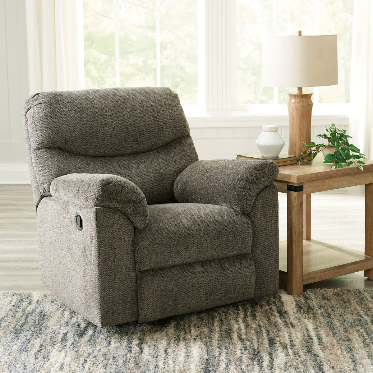 Alphons Rocker Recliner | Pull-Tab Reclining | Neutral Upholstery | Universal Appeal