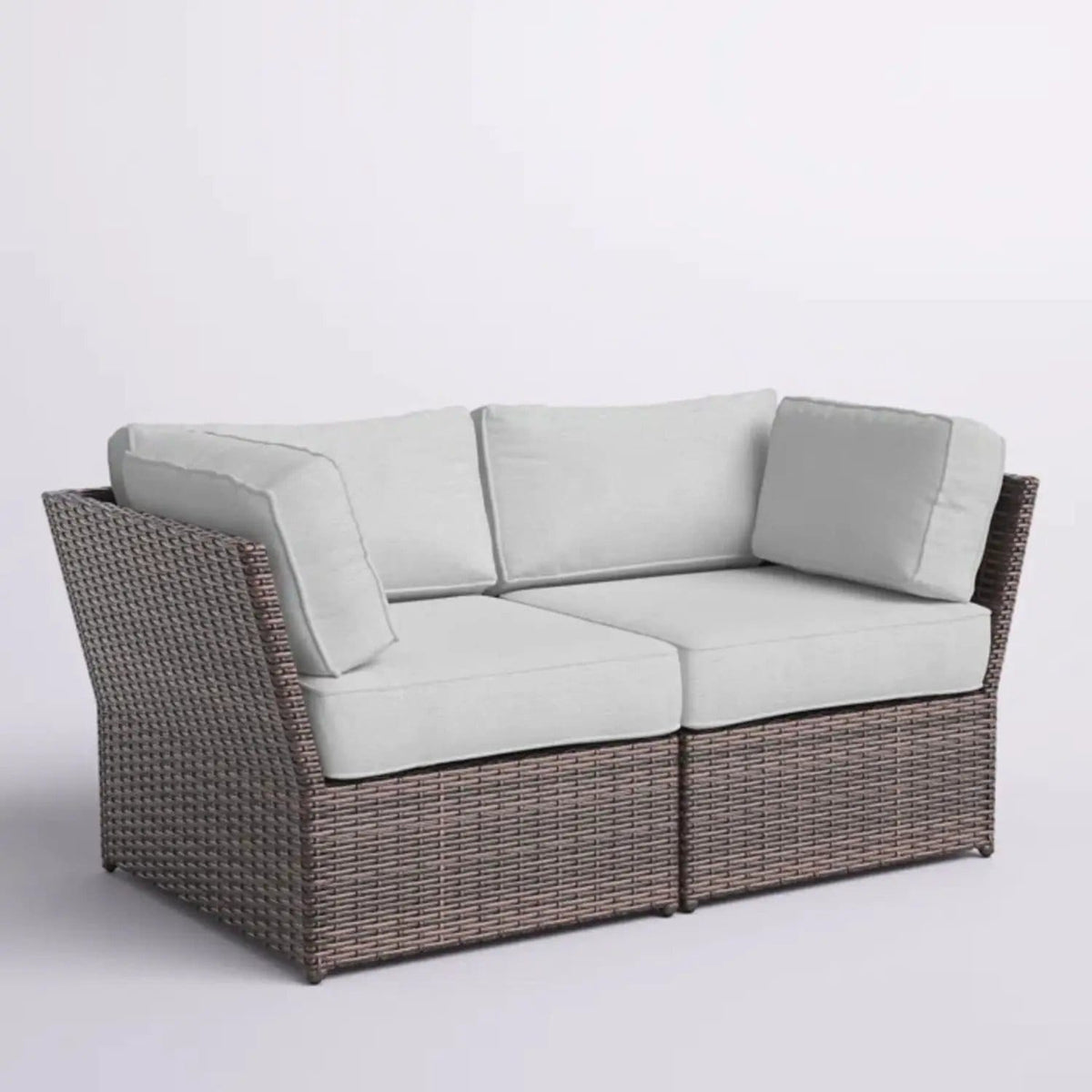 Outdoor Wicker Loveseat With Cushions Patio Seating Wicker - | Loveseat | Wicker & Aluminum | Brown