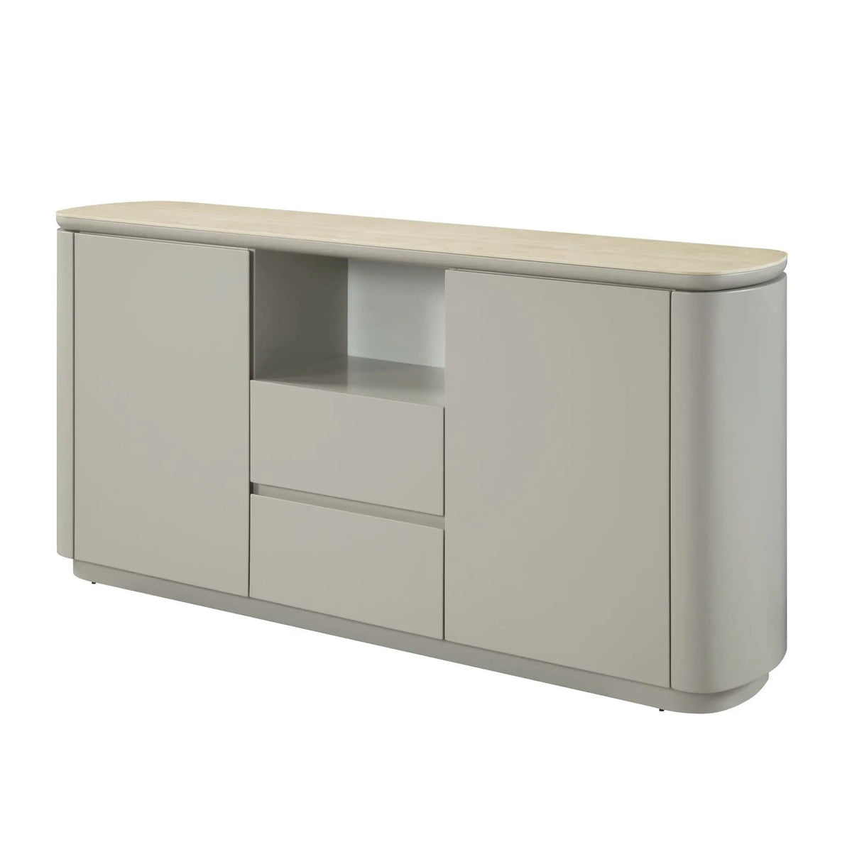 Ingram Ceramic Top Server | 16 x 65 x 32 in | Metal & Ceramic | Light Gray