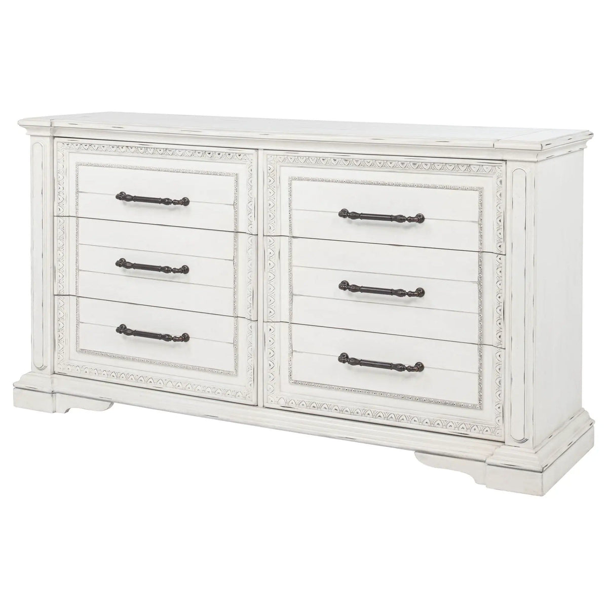 McKinney 6-drawer Bedroom Dresser Cabinet Vintage | 73.5 x 20.5 x 39.25 in | Engineered Wood | White