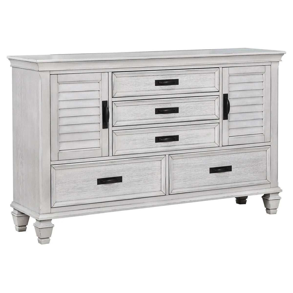 Franco 5-drawer Dresser Distressed | 64 x 17.5 x 39.5 in | 5-Drawer | White