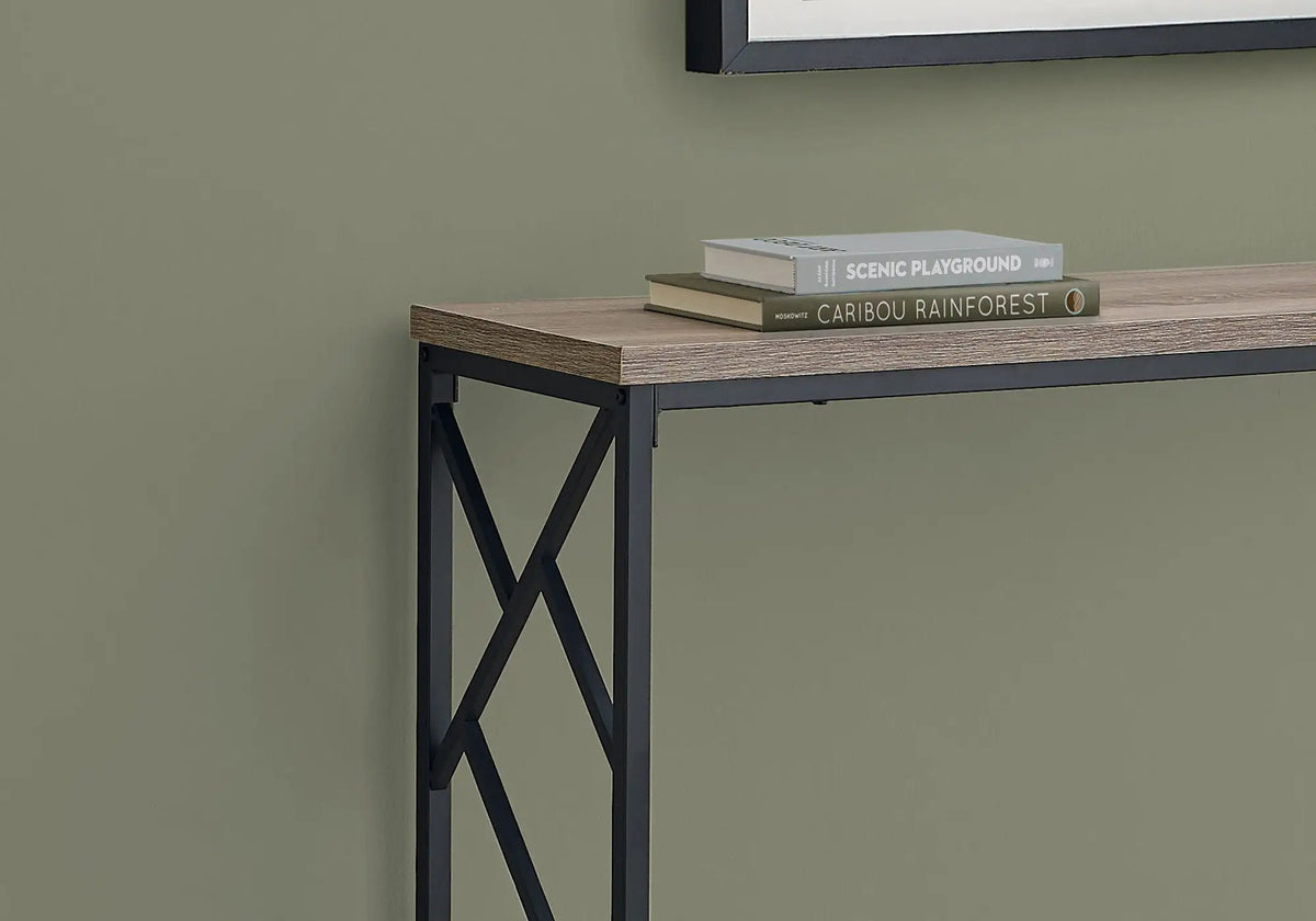 Modern Entryway Console Table | 44 Inch Width | Wood-Look Tabletop | Metal Frame