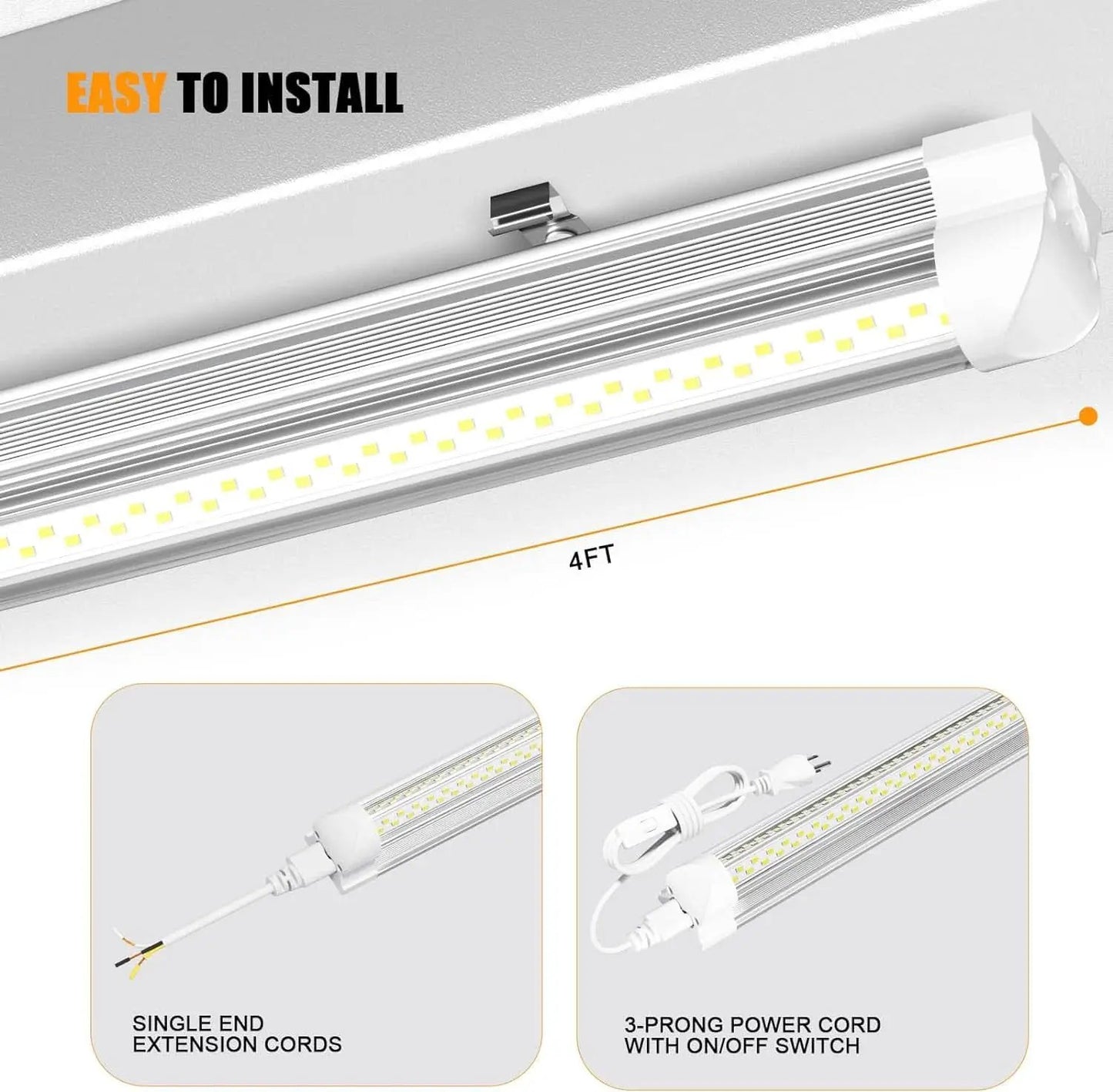 4FT LED Shop Light 6000K 50W Linkable Ceiling Fixture from PriceLows™