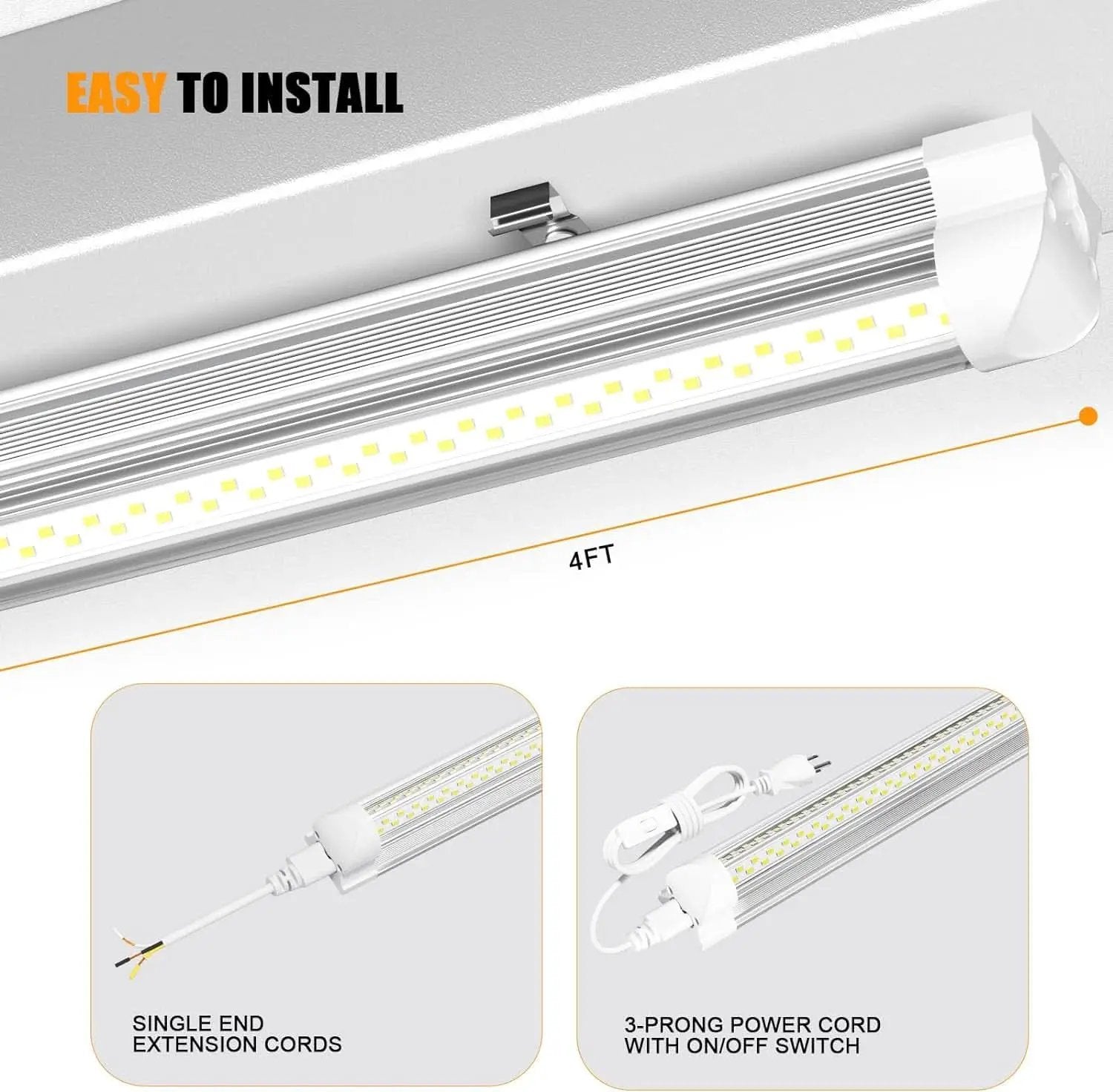 4FT LED Shop Light 6000K 50W Linkable Ceiling Fixture from PriceLows™