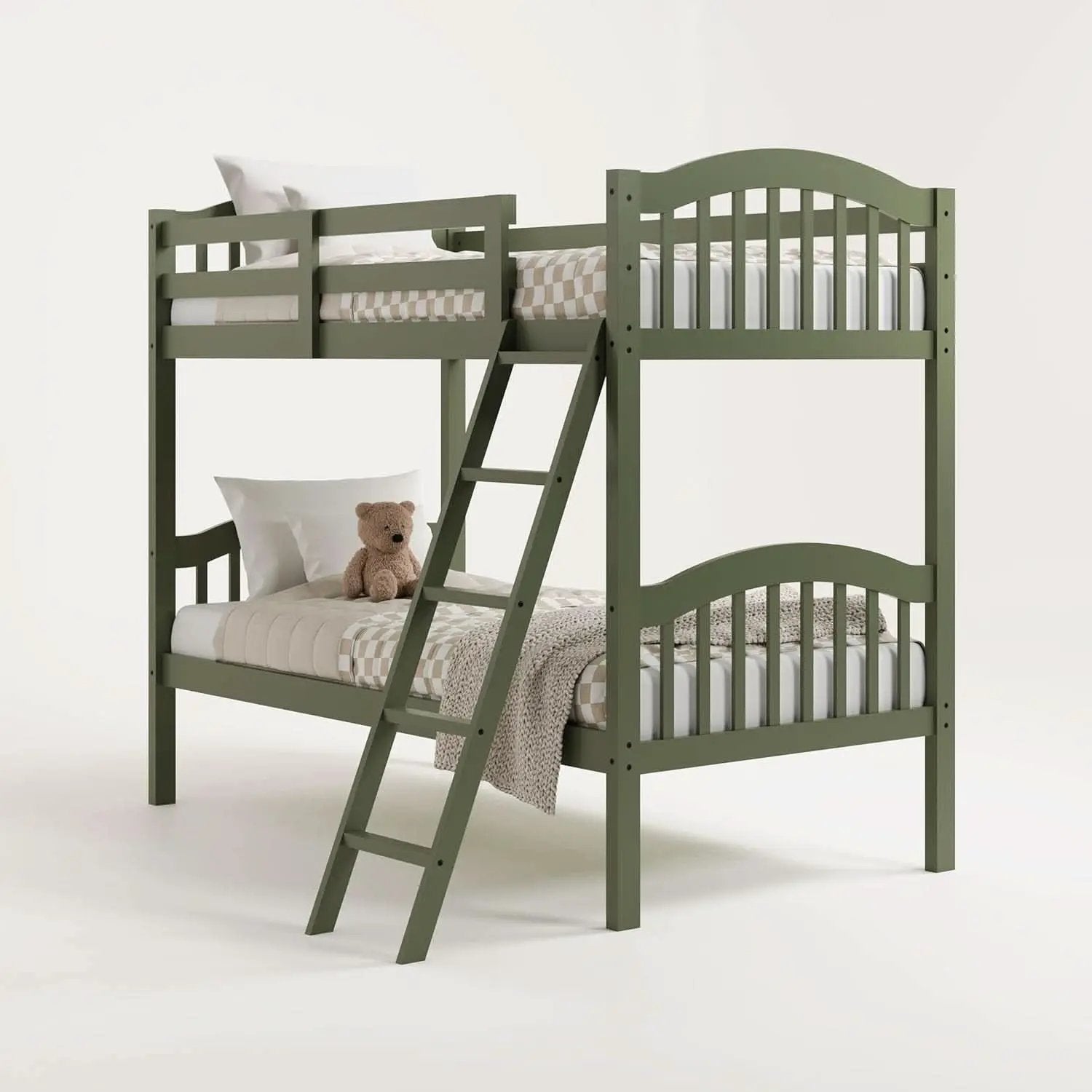 Olive Twin Over Twin Bunk Bed Converts To Two Beds from PriceLows™