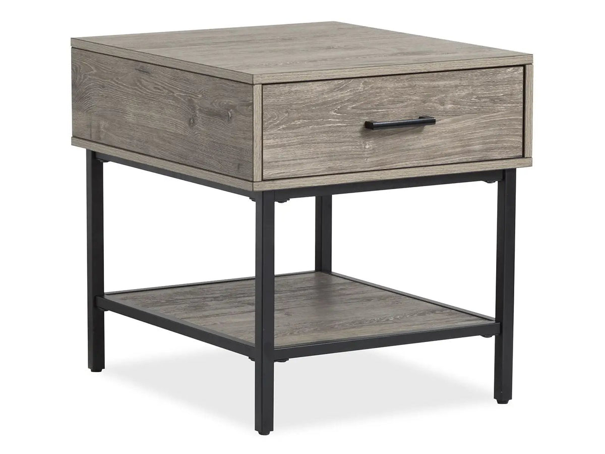 Fenwick Rectangular End Table | Whitetail Brown Finish | Matte Black Metal | Industrial Style