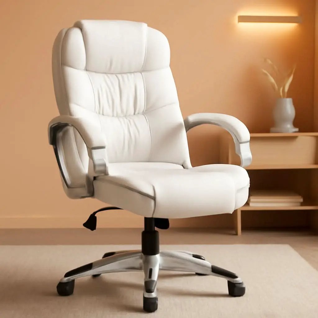 White High Back Office Chair With Adjustable Height from PriceLows™