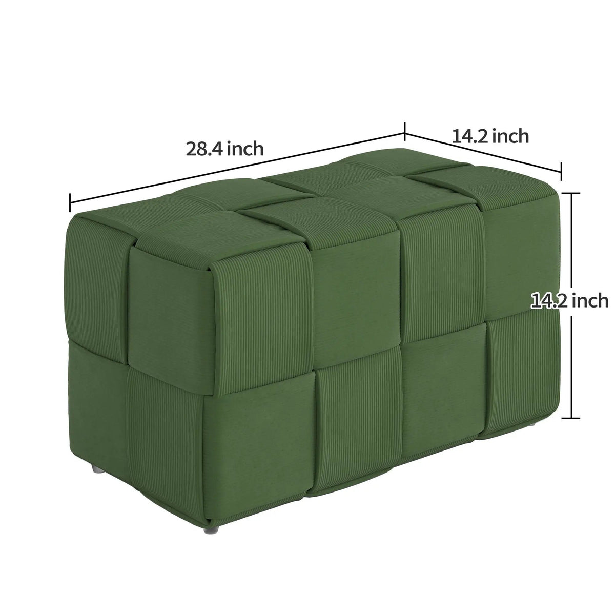 Modern Ottoman Foot Rest | Woven Design | Engineered Wood Frame | 14.2 Inch Cube