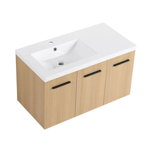 Wall Mounted Floating Bathroom Vanity | 3 Door Modular | Gel Coat Sink